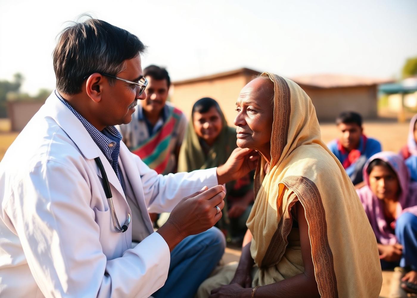 Doctor examining a patient at a Graviti-supported community health camp